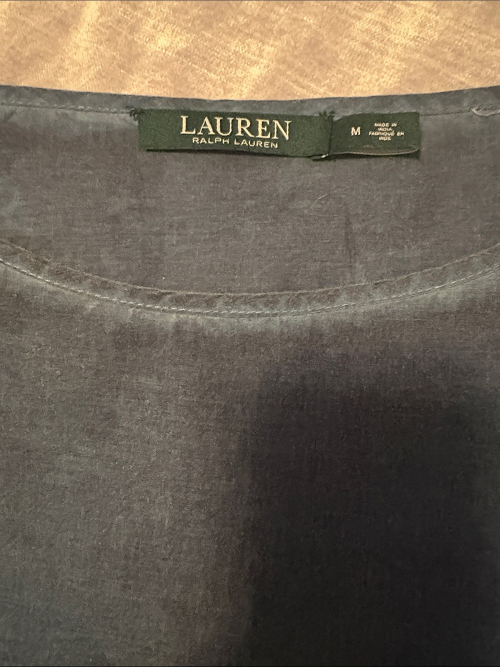 Lauren Ralph Lauren Slate Blue Crochet-Trim Top - Picture 2 of 4